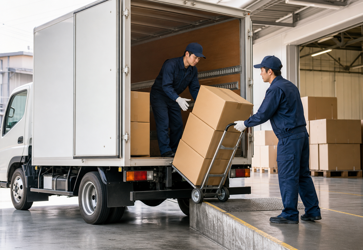 荷物を積み込むトラック